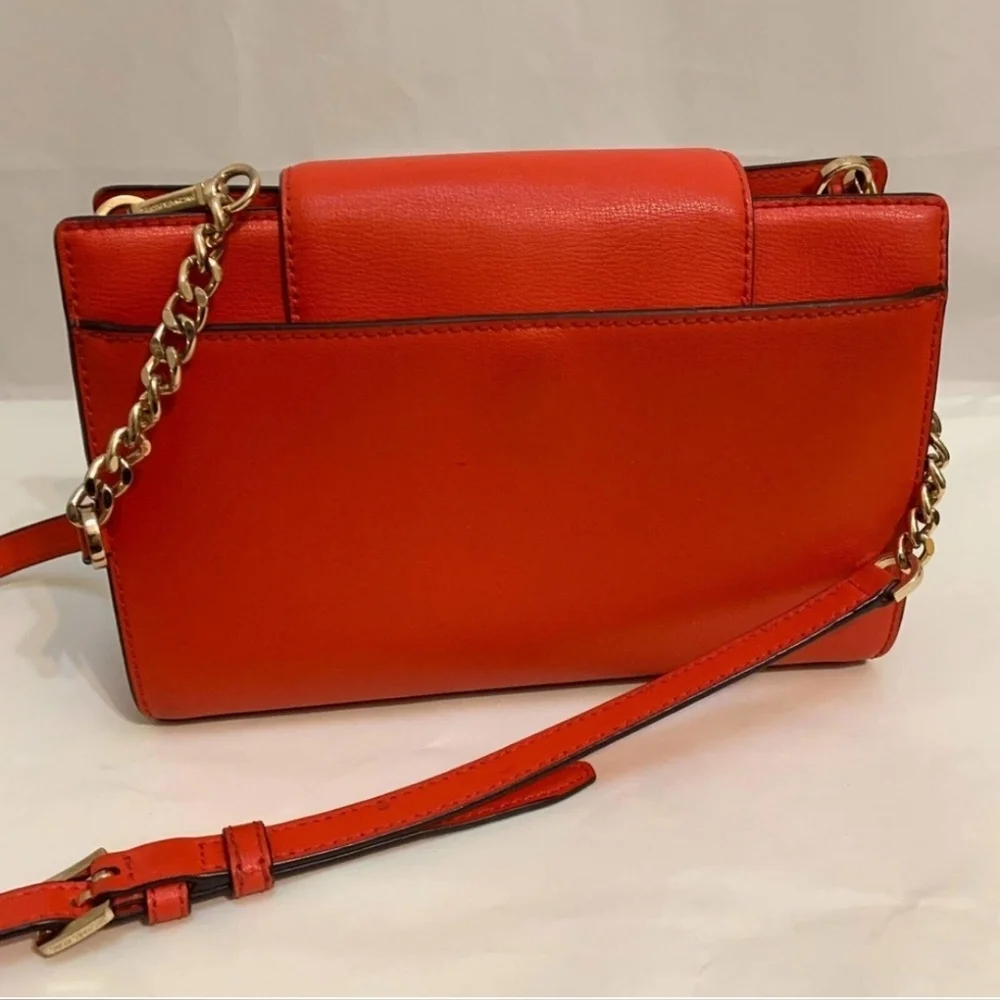 Red/Orange Michael Kors Clutch Crossbody Leather Bag